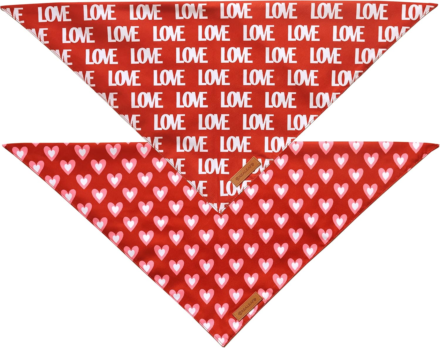 Valentine'S Day Dog Bandanas 2 Pack, Triangle Reversible Love Pet Scarf for Boy and Girl, Premium Durable Fabric, Holiday Bandana for Medium and Large Dogs (Large)