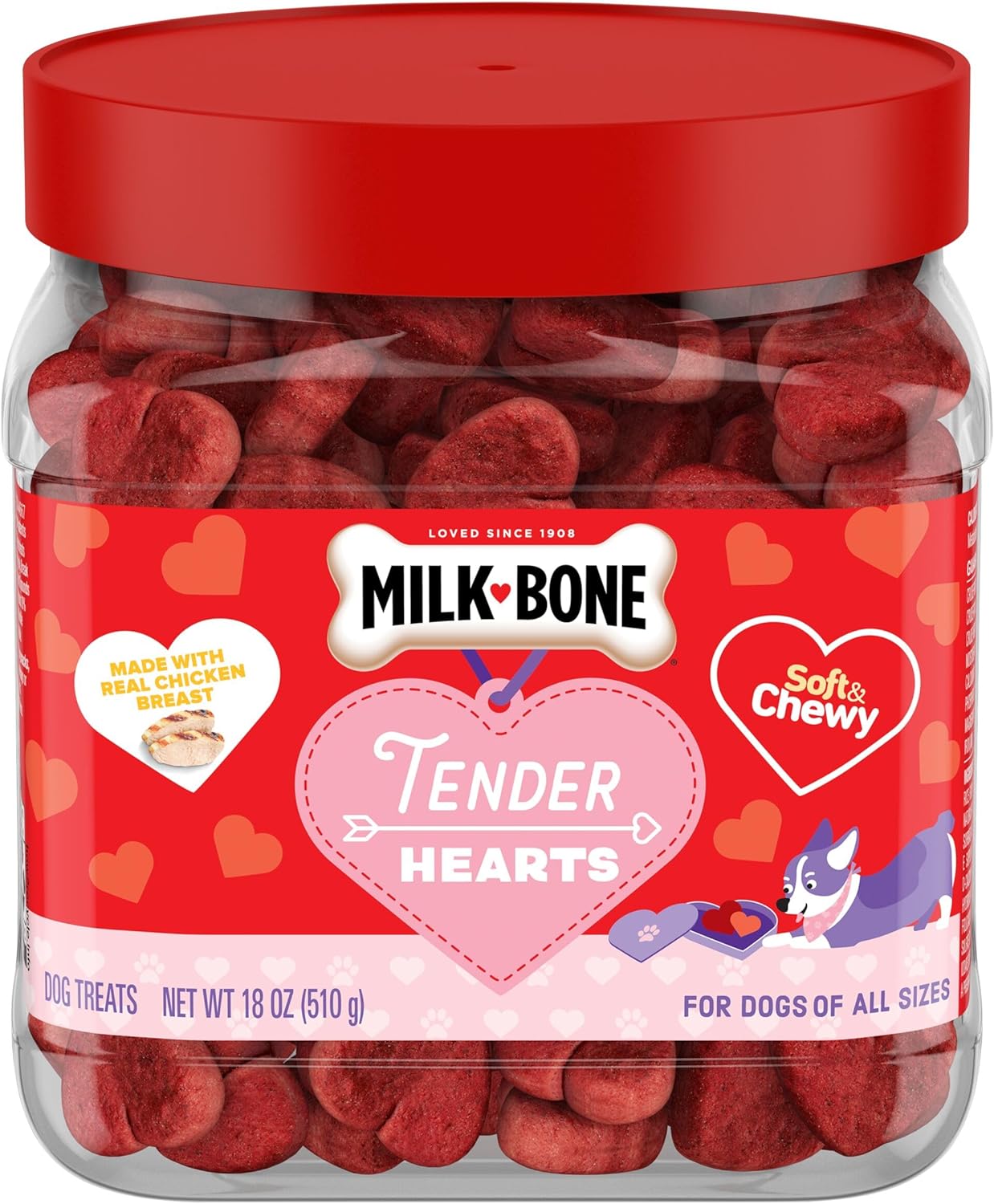 Limited Edition Valentine'S Tender Hearts Soft & Chewy Dog Treats, 18 Ounce